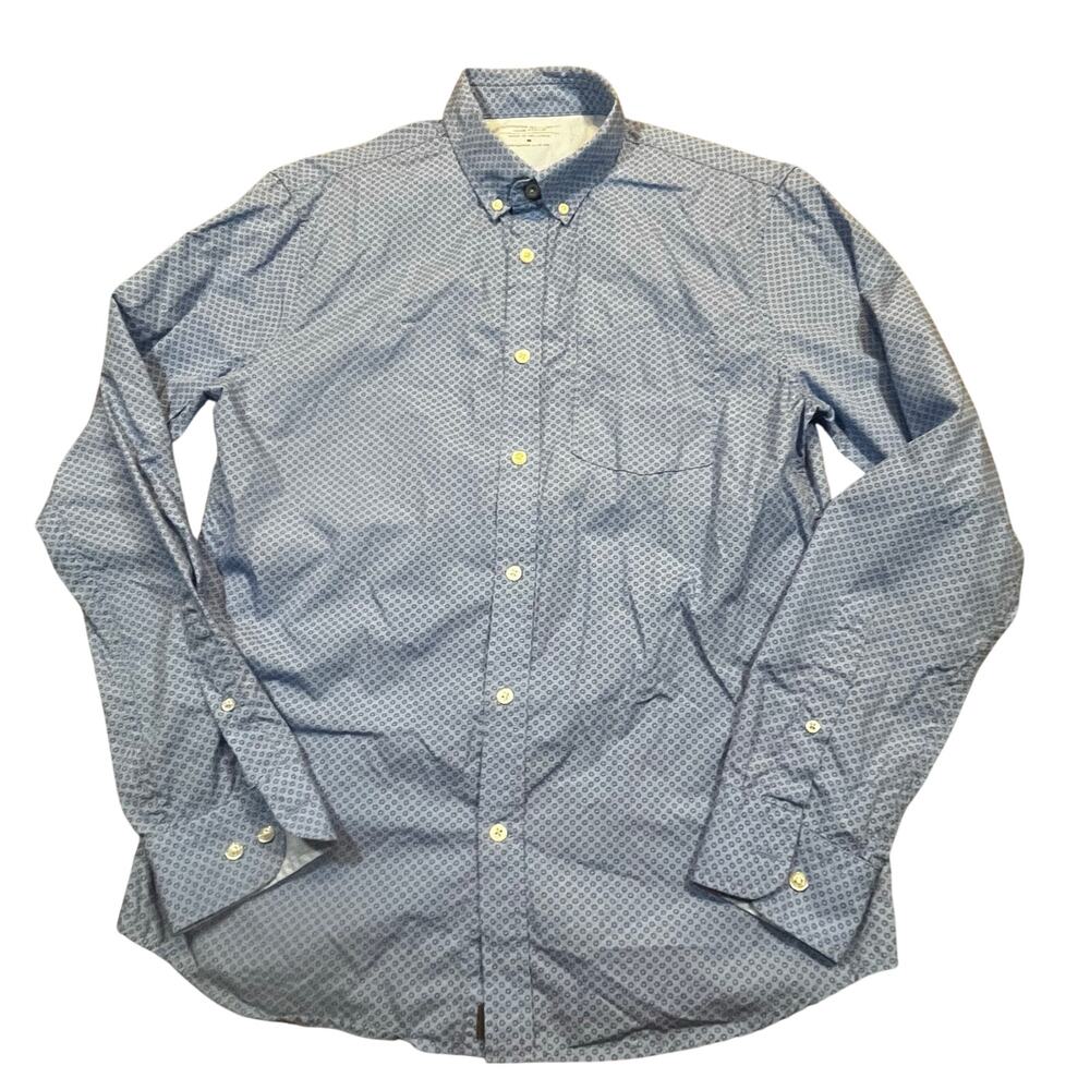 Banana Republic Slim‎ Fit Shirt Men M Untucked Luxe Poplin Blue Button Up